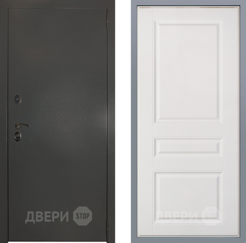 Дверь Заводские двери Эталон 3к антик серебро Стокгольм Белый софт в Электрогорске
