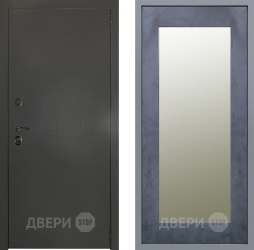 Дверь Заводские двери Эталон 3к антик серебро Зеркало Модерн Бетон темный в Электрогорске