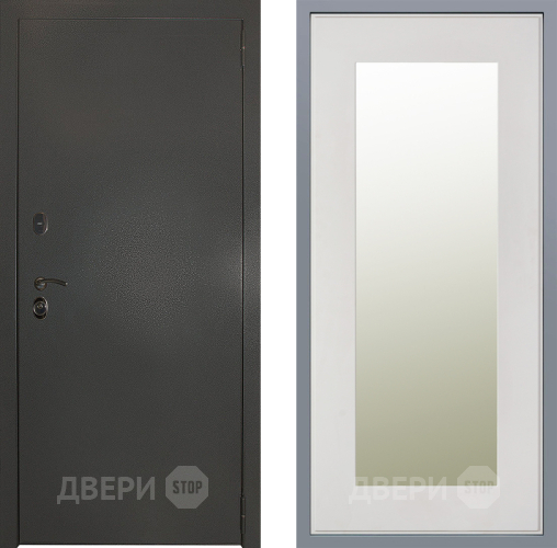 Дверь Заводские двери Эталон 3к антик серебро Зеркало Модерн Белый софт в Электрогорске