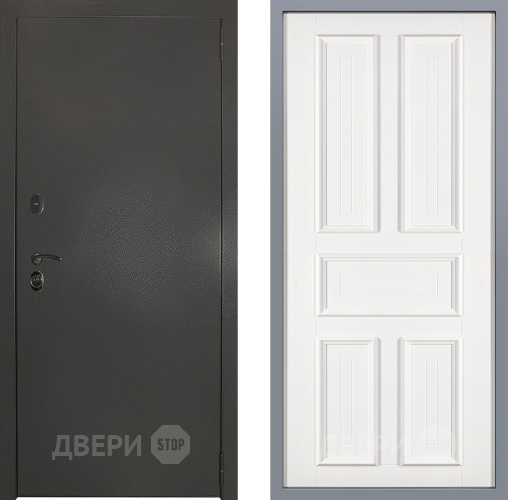 Дверь Заводские двери Эталон 3к антик серебро Уругвай Белый софт в Электрогорске