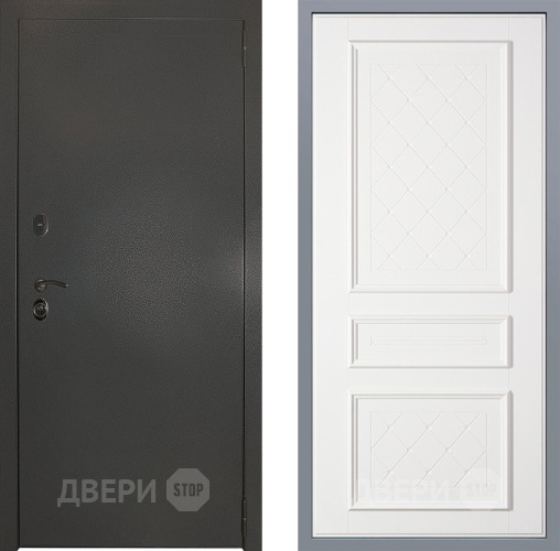 Дверь Заводские двери Эталон 3к антик серебро Урбино Белый софт в Электрогорске
