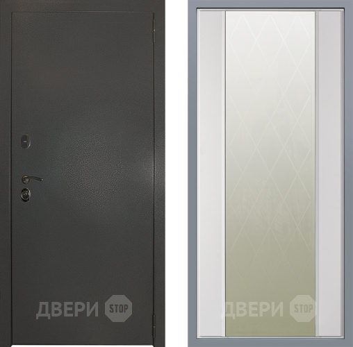 Дверь Заводские двери Эталон 3к антик серебро Зеркало Ампир Белый софт в Электрогорске