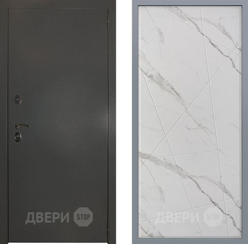 Дверь Заводские двери Эталон 3к антик серебро Флитта Мрамор белый в Электрогорске