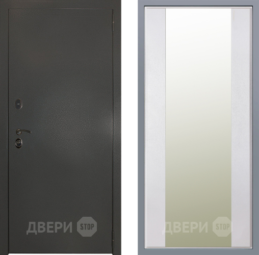 Дверь Заводские двери Эталон 3к антик серебро Зеркало Макси Белый шелк в Электрогорске