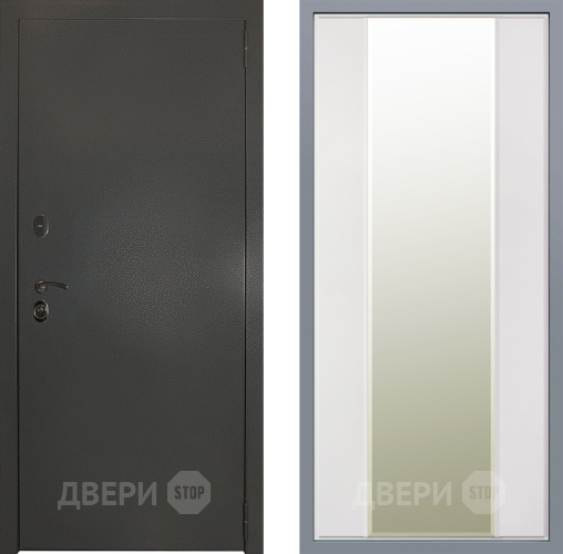 Дверь Заводские двери Эталон 3к антик серебро Зеркало Макси Белый матовый в Электрогорске