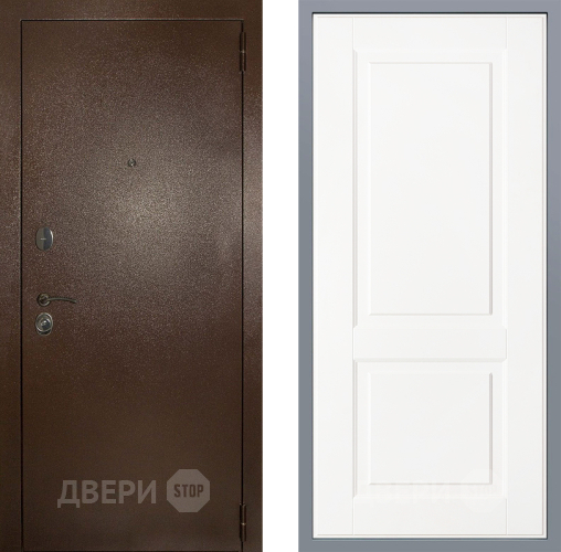 Дверь Заводские двери Эталон 3к антик медь Доррен Белый софт в Электрогорске