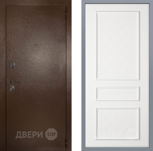 Дверь Заводские двери Эталон 3к антик медь Урбино Белый софт в Электрогорске