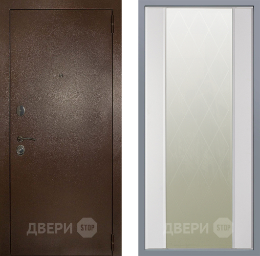 Дверь Заводские двери Эталон 3к антик медь Зеркало Ампир Белый софт в Электрогорске