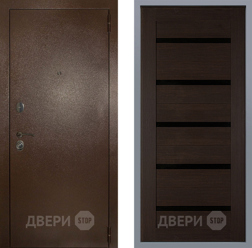 Дверь Заводские двери Эталон 3к антик медь СБ-1 орех тисненый в Электрогорске