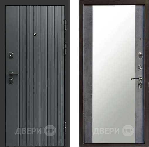 Входная металлическая Дверь Престиж Tvist Grey Зеркало Бетон темный в Электрогорске