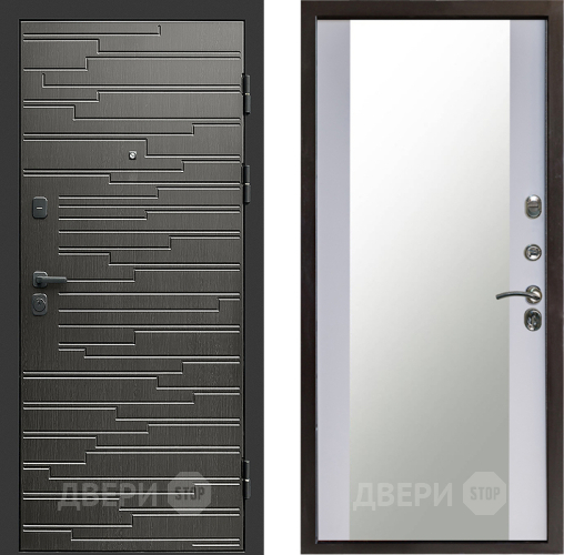Входная металлическая Дверь Престиж Rivera Зеркало Белый софт в Электрогорске