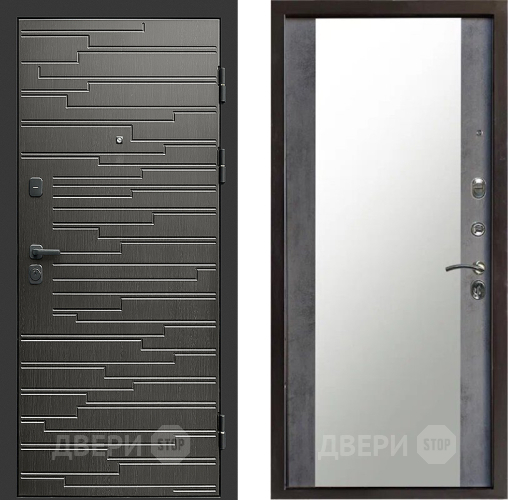 Входная металлическая Дверь Престиж Rivera Зеркало Бетон темный в Электрогорске