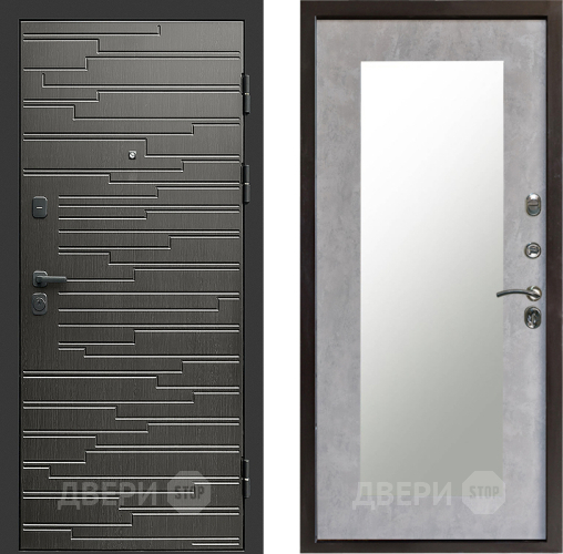 Входная металлическая Дверь Престиж Rivera Зеркло Пастораль Бетон светлый в Электрогорске