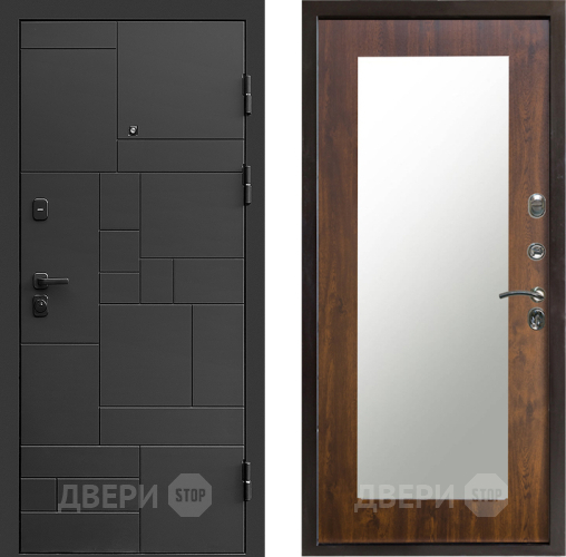 Входная металлическая Дверь Престиж Kvadro Зеркло Пастораль Дуб в Электрогорске