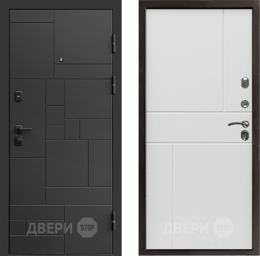 Входная металлическая Дверь Престиж Kvadro Горизонт Бетон белый в Электрогорске