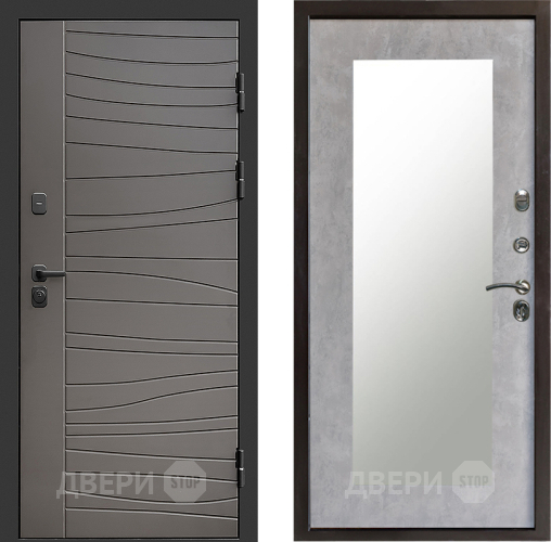 Входная металлическая Дверь Престиж Siciliya Зеркло Пастораль Бетон светлый в Электрогорске