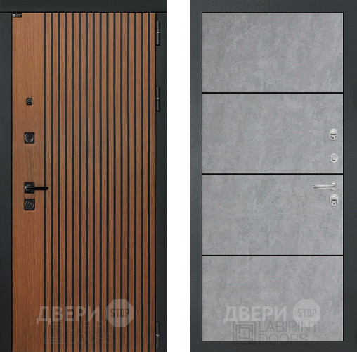 Входная металлическая Дверь Лабиринт (LABIRINT) Шторм 25 Бетон светлый в Электрогорске