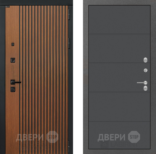 Входная металлическая Дверь Лабиринт (LABIRINT) Шторм 13 Графит софт в Электрогорске