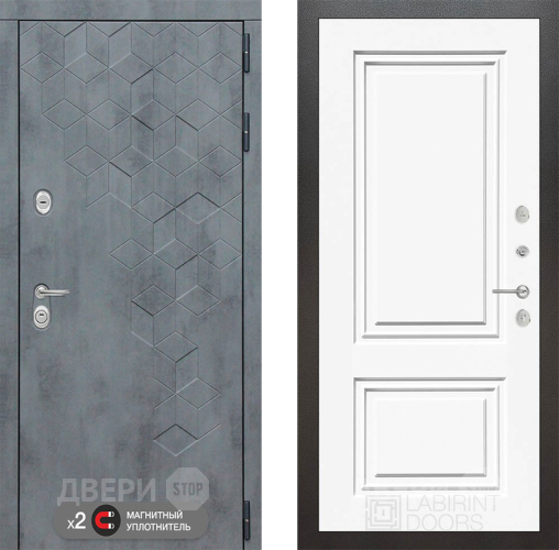 Входная металлическая Дверь Лабиринт (LABIRINT) Бетон 26 Белый (RAL-9003) в Электрогорске