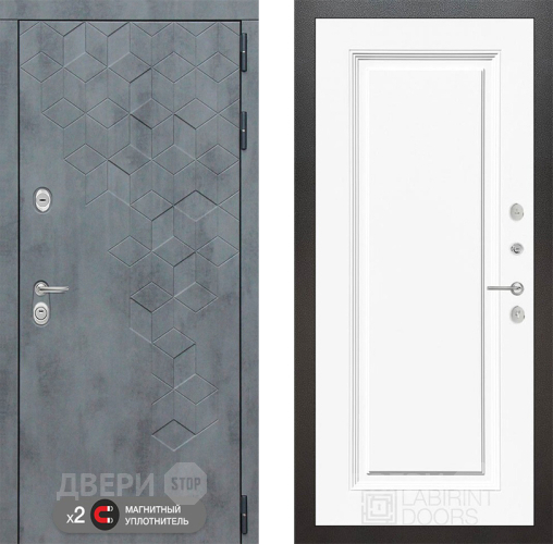 Входная металлическая Дверь Лабиринт (LABIRINT) Бетон 27 Белый (RAL-9003) в Электрогорске