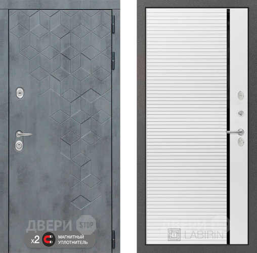 Входная металлическая Дверь Лабиринт (LABIRINT) Бетон 22 Белый софт в Электрогорске