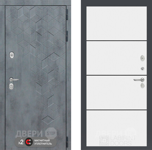 Входная металлическая Дверь Лабиринт (LABIRINT) Бетон 25 Белый софт в Электрогорске