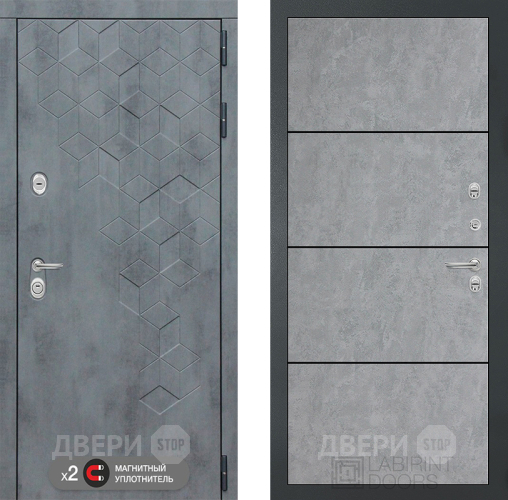 Входная металлическая Дверь Лабиринт (LABIRINT) Бетон 25 Бетон светлый в Электрогорске
