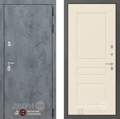 Входная металлическая Дверь Лабиринт (LABIRINT) Бетон 03 Крем софт в Электрогорске