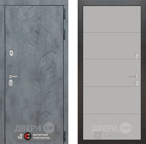 Входная металлическая Дверь Лабиринт (LABIRINT) Бетон 13 Грей софт в Электрогорске