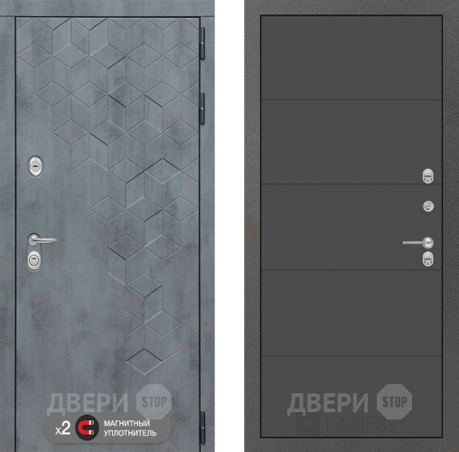 Входная металлическая Дверь Лабиринт (LABIRINT) Бетон 13 Графит софт в Электрогорске