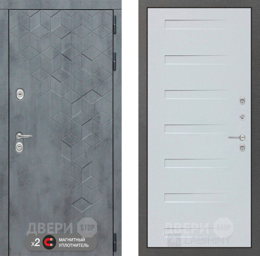 Входная металлическая Дверь Лабиринт (LABIRINT) Бетон 14 Дуб кантри белый горизонтальный в Электрогорске