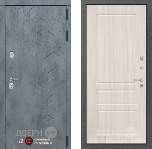 Входная металлическая Дверь Лабиринт (LABIRINT) Бетон 03 Сандал белый в Электрогорске