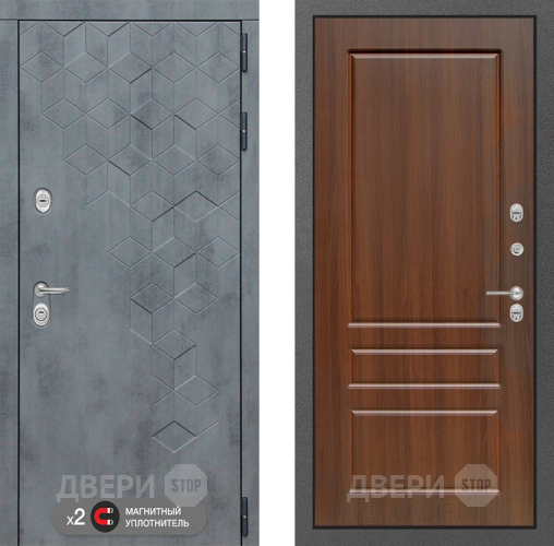 Входная металлическая Дверь Лабиринт (LABIRINT) Бетон 03 Орех бренди в Электрогорске