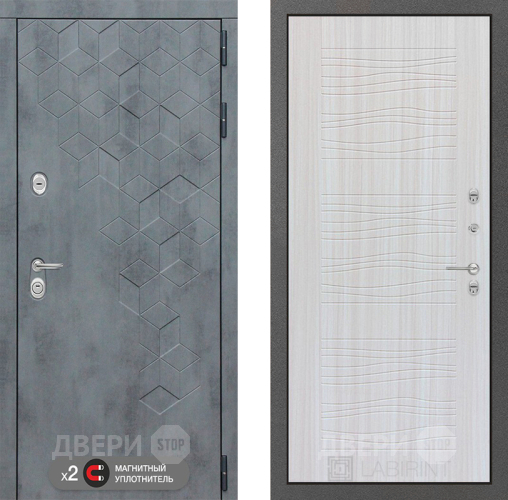 Входная металлическая Дверь Лабиринт (LABIRINT) Бетон 06 Сандал белый в Электрогорске