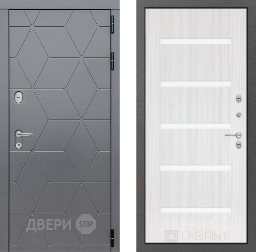Входная металлическая Дверь Лабиринт (LABIRINT) Cosmo 01 Сандал белый в Электрогорске