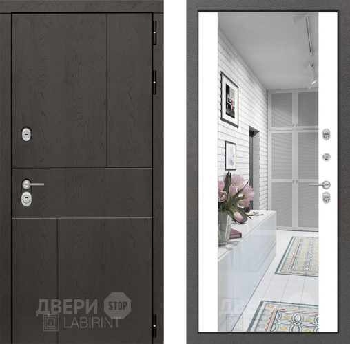 Дверь Лабиринт (LABIRINT) Urban Зеркало Максимум Белый софт в Электрогорске