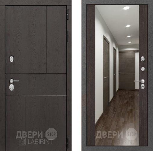 Входная металлическая Дверь Лабиринт (LABIRINT) Urban Зеркало Максимум Венге в Электрогорске
