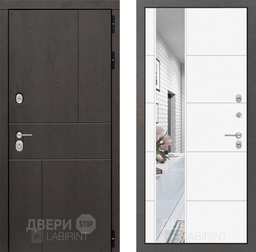 Дверь Лабиринт (LABIRINT) Urban Зеркало 19 Белый софт в Электрогорске