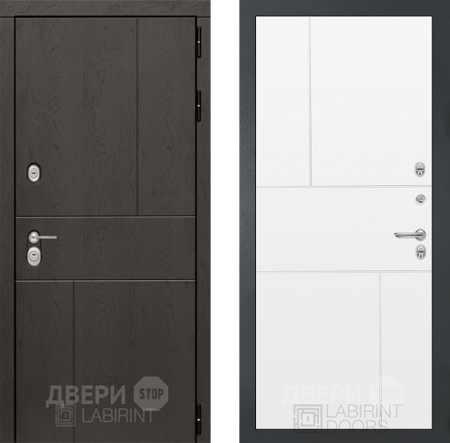 Входная металлическая Дверь Лабиринт (LABIRINT) Urban 21 Белый софт в Электрогорске