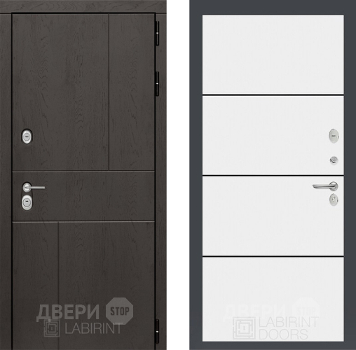Входная металлическая Дверь Лабиринт (LABIRINT) Urban 25 Белый софт в Электрогорске