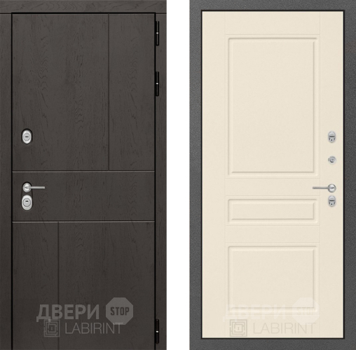 Входная металлическая Дверь Лабиринт (LABIRINT) Urban 03 Крем софт в Электрогорске