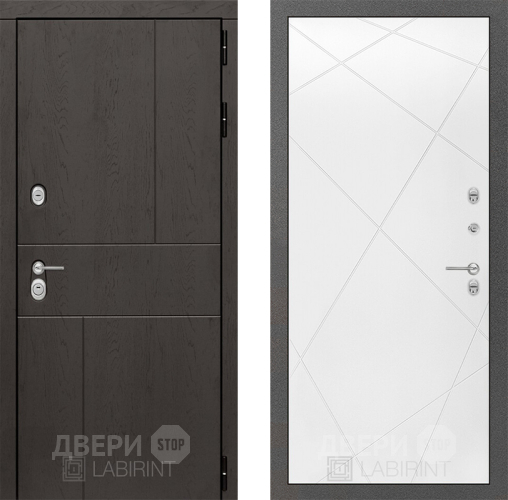 Входная металлическая Дверь Лабиринт (LABIRINT) Urban 24 Белый софт в Электрогорске
