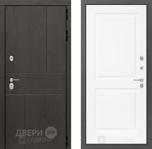 Входная металлическая Дверь Лабиринт (LABIRINT) Urban 11 Белый софт в Электрогорске