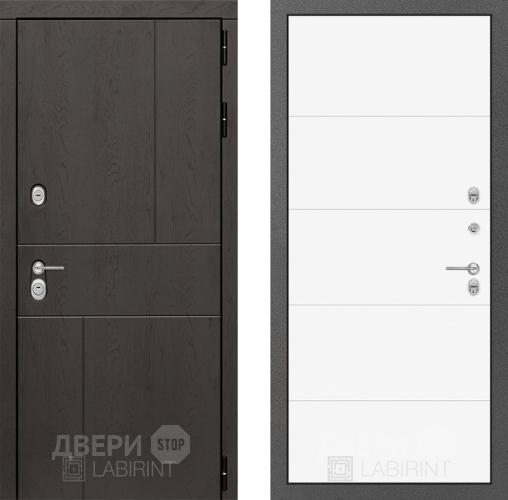 Входная металлическая Дверь Лабиринт (LABIRINT) Urban 13 Белый софт в Электрогорске