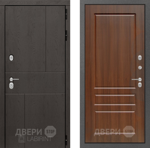 Входная металлическая Дверь Лабиринт (LABIRINT) Urban 03 Орех бренди в Электрогорске