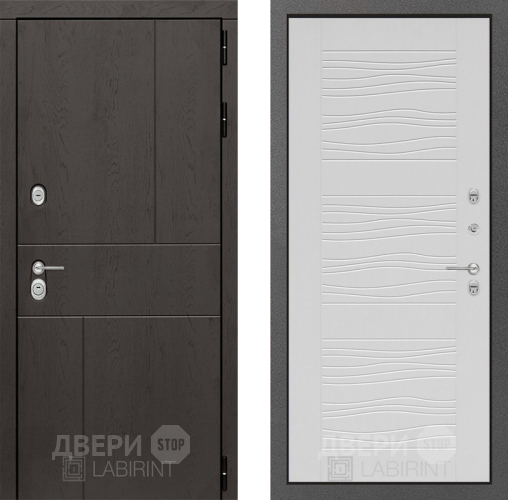 Входная металлическая Дверь Лабиринт (LABIRINT) Urban 06 Белое дерево в Электрогорске