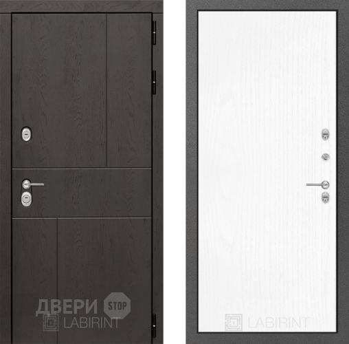 Входная металлическая Дверь Лабиринт (LABIRINT) Urban 07 Белое дерево в Электрогорске