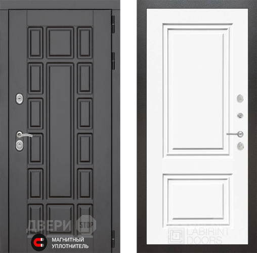 Входная металлическая Дверь Лабиринт (LABIRINT) New York 26 Белый (RAL-9003) в Электрогорске