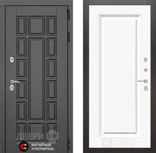 Входная металлическая Дверь Лабиринт (LABIRINT) New York 27 Белый (RAL-9003) в Электрогорске