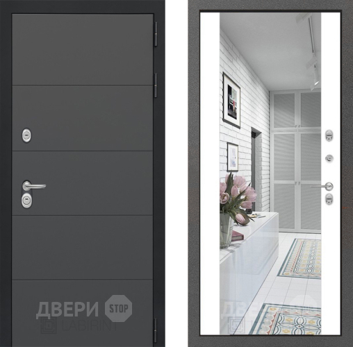 Дверь Лабиринт (LABIRINT) Art Зеркало Максимум Белый софт в Электрогорске